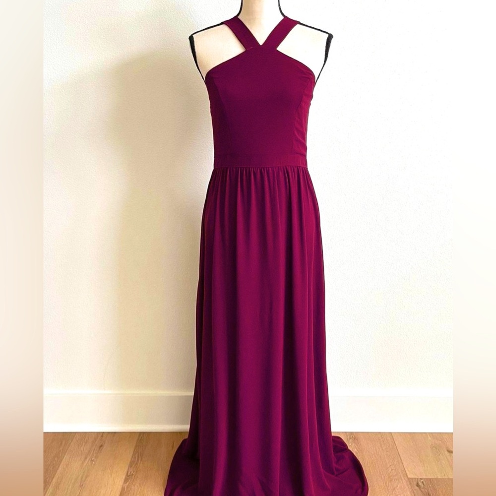 COPY - Lulus Air of Romance burgundy formal maxi dress